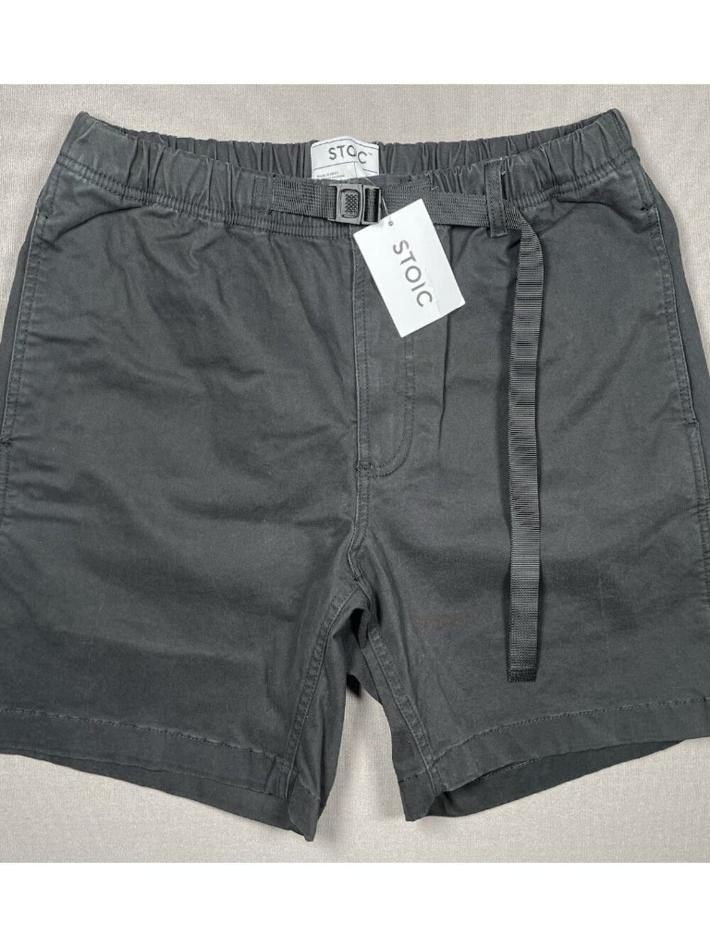 NWT Stoic Venture Elastic Belted Black Shorts Inseam 6.5" - Men Size Medium